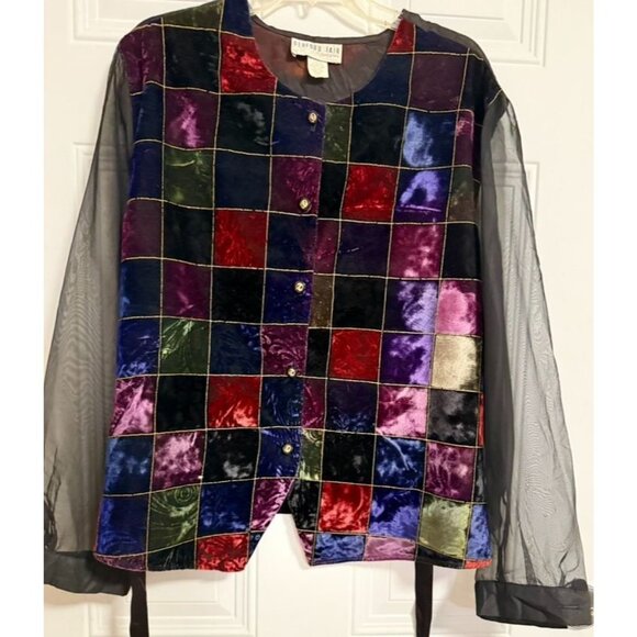 Bedford Fair Lifestyles Blouse SZ 26W Crushed Velvet Patchwork Lightweight - Picture 5 of 7